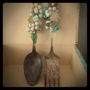 Handmade vintage serving set wire wrapped
